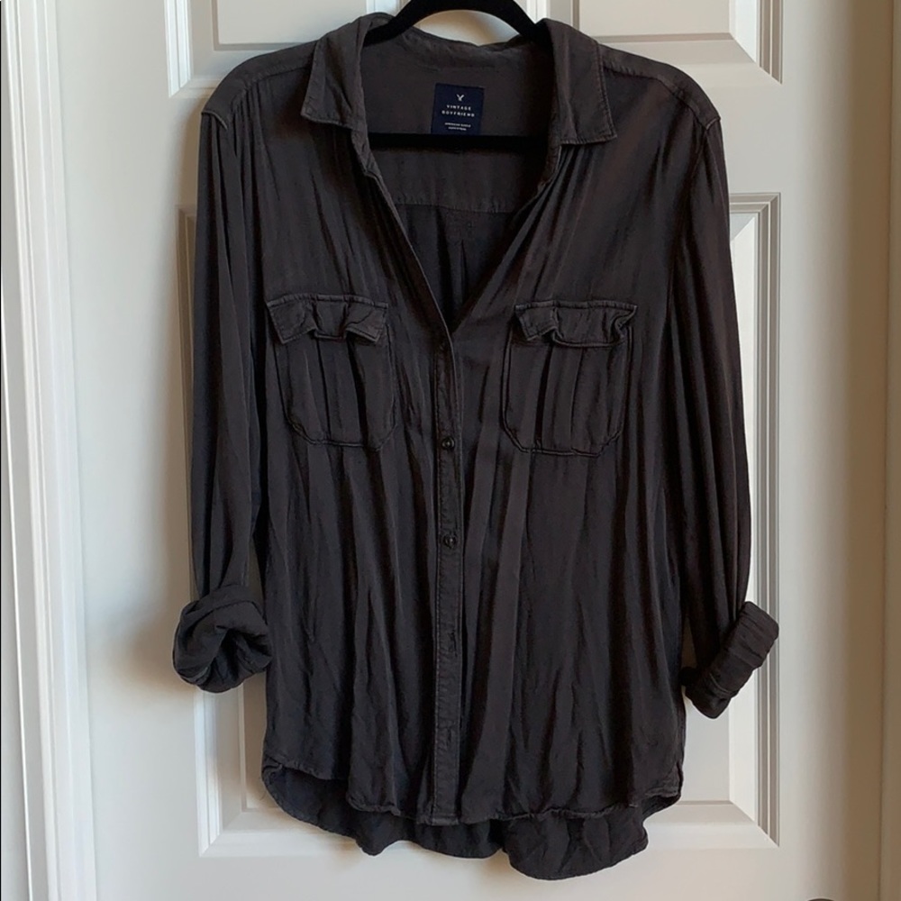 Vintage Boyfriend shirt charcoal gray